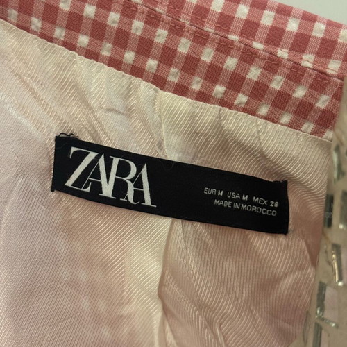 Zara blazer size M gingham pink and white like new