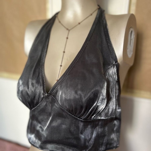 Silver Top like new, halter neck, Primark, size L