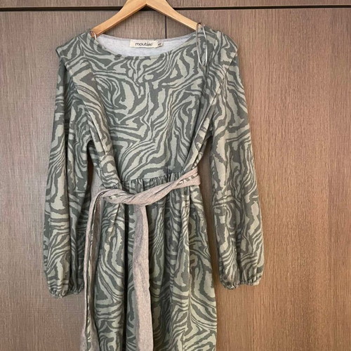 Moutaki midi dress animal print used, with belt, size S/M
