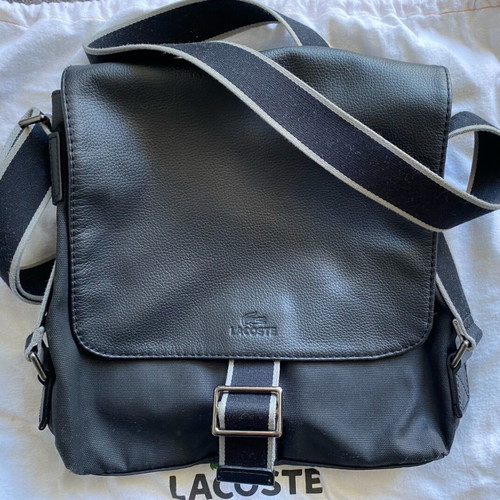 Lacoste messenger bag like new, charcoal with fabric strap