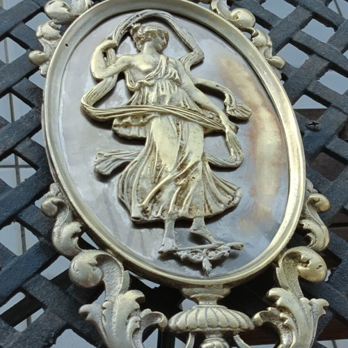Brass Door Crest with Goddess Aphrodite, like new, 1910s