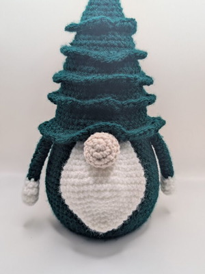 Χειροποίητος πλεκτός νάνος amigurumi, πράσινος και λευκός