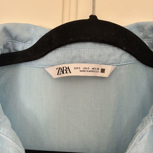 Zara Linen Viscose Light Blue Tiered Mini Dress like new