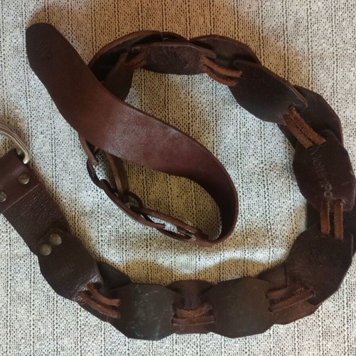 Leather braided belt like new, brown, size 110