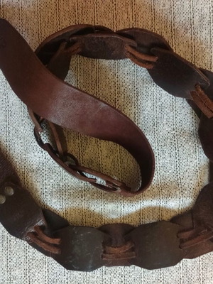 Leather braided belt like new, brown, size 110