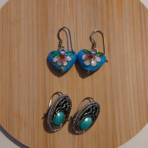 Earrings like new, set of 2 pairs turquoise