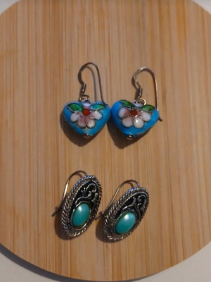 Earrings like new, set of 2 pairs turquoise