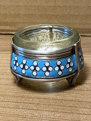 Collectible Russian Silver Salt Cellar with Enamel like New