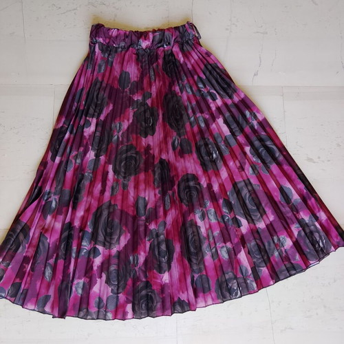Celestino pleated maxi skirt, floral fuchsia and black, size L