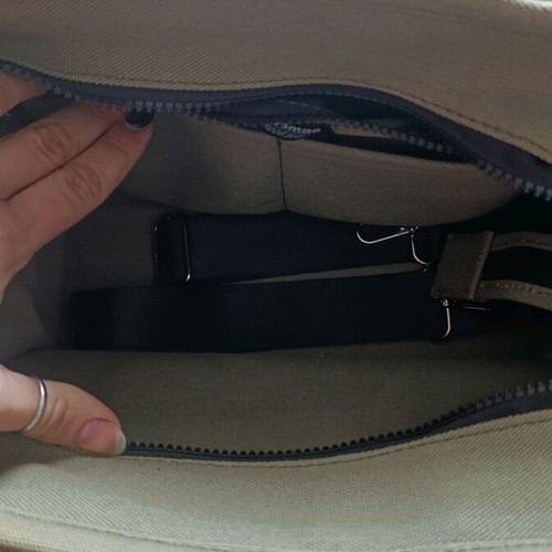Khaki Handbag new with strap and zipper