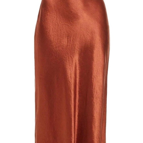 Vince Crinkled Satin Skirt Orange Rust Color Size Small New