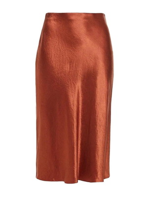 Vince Crinkled Satin Skirt Orange Rust Color Size Small New