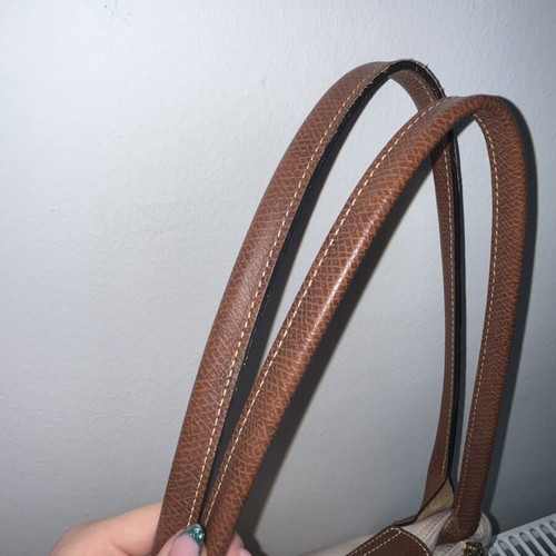 Longchamp shoulder bag used, white and beige