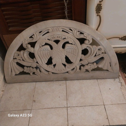 Handmade Tinos marble lintel transom art piece