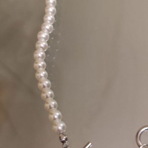 Necklace with white pearls and silver clasp new