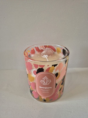 Rose quartz crystal candle with jasmine scent
