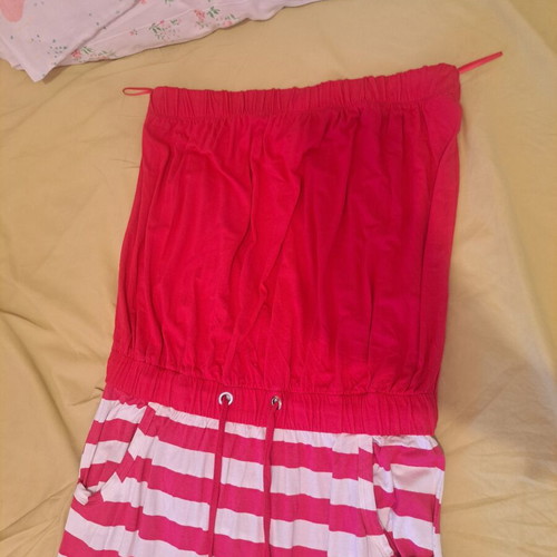 Derpouli Beach Dress No2 like new, size L, white and pink