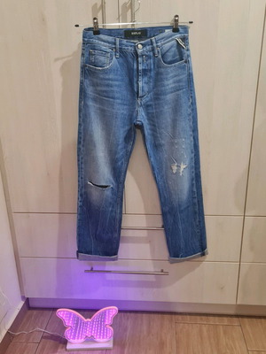 Replay Women's Jeans Straight Fit Blue W25 Like New With Rips
