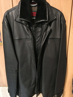 Stanfield black leather jacket used with removable wool collar