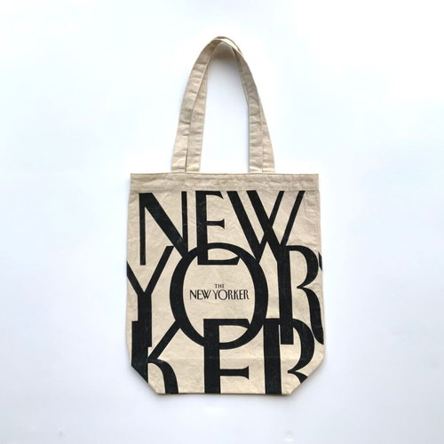 The New Yorker Magazine Canvas Tote Bag used, natural with black logo