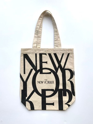 The New Yorker Magazine Canvas Tote Bag used, natural with black logo