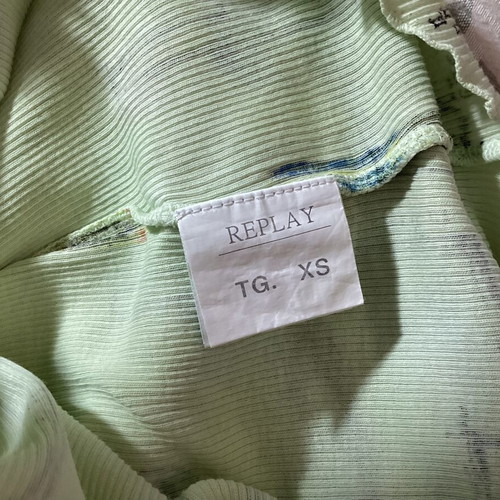 Replay Y2K Lime Ribbed Graphic Top XS Like New
