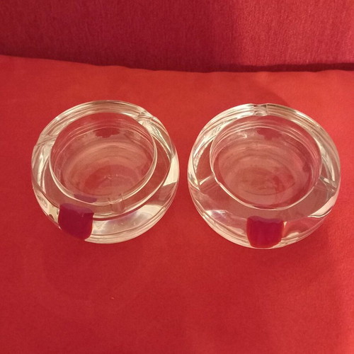 Set of 2 vintage Krosno crystal ashtrays like new