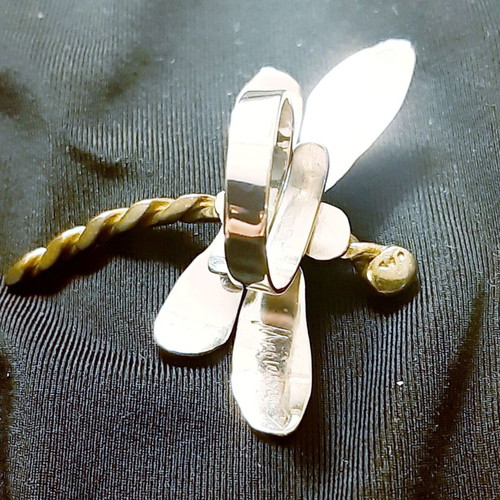Dragonfly Silver 925 Fancy Ring with Zirconia handmade new