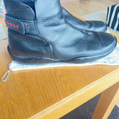 Prada men's leather boots used, size 45, black