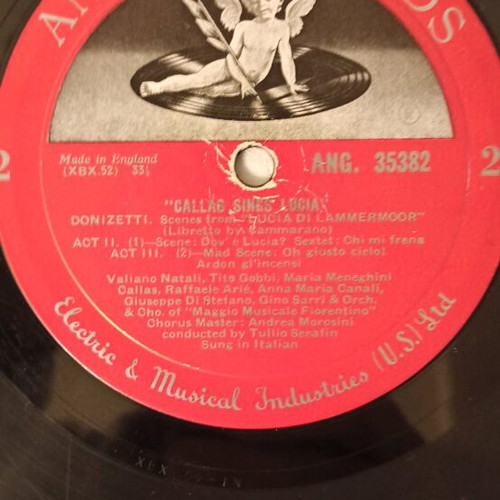 Maria Callas Callas Sings Lucia record used, Angel Records ANG 35382