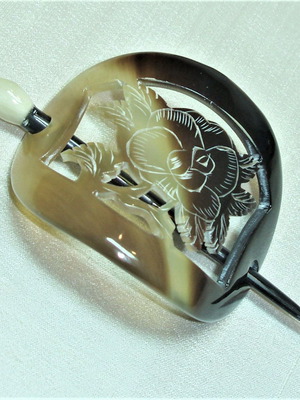 Hair clip antique carved horn new