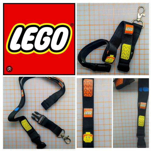 Lego lanyard rare new, black with multicolor designs