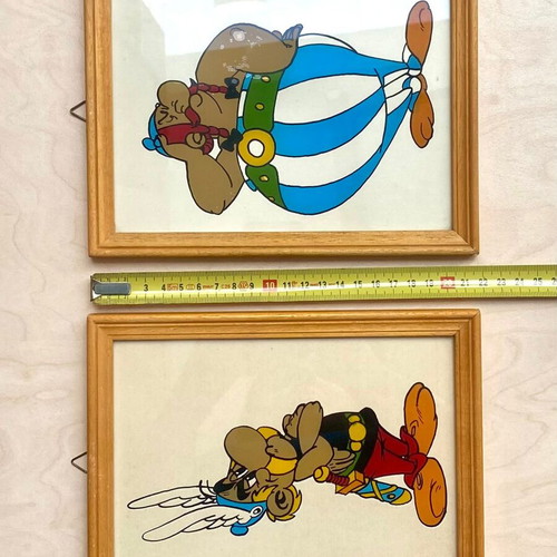 Set of 2 vintage Asterix and Obelix decorative frames used