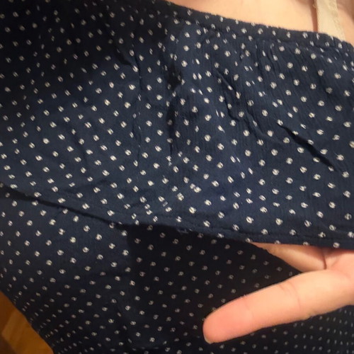 American Eagle one-shoulder blouse dark blue polka dot like new