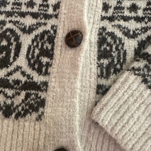Women's cardigan M beige and brown with pumpkin pattern, new