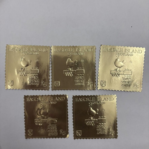 Gold-plated stamps from Scotland used, set of 5