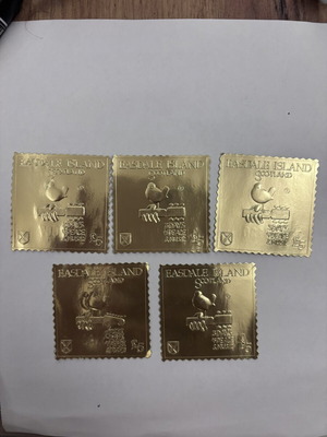 Gold-plated stamps from Scotland used, set of 5
