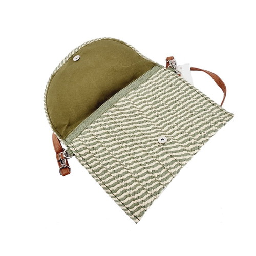 Straw crossbody bag new, beige with pistachio