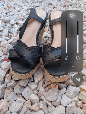 Migato platform sandals size 37 used, black color, straw sole