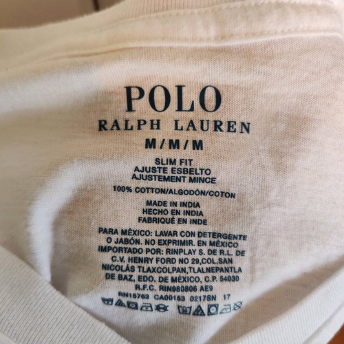 White T-shirt Polo Ralph Lauren V-Neck (Size M - Slim Fit)