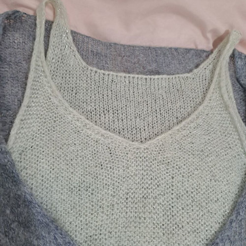 Women's blouse gray made in Italy medium with integrated knitted strap used
