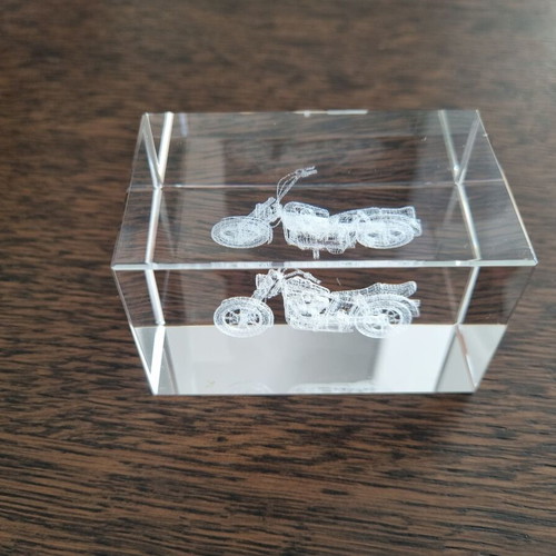Decorative crystal with 3D motorcycle engraving new