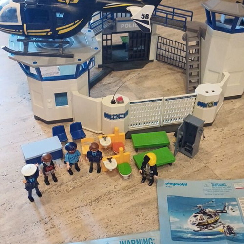 Playmobil police headquarters and special forces helicopter set used