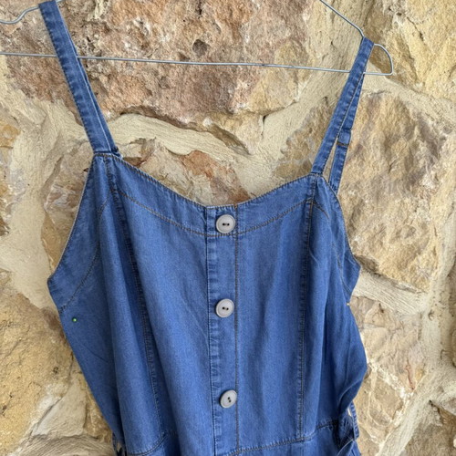 Denim Long Jumpsuit Large soft denim like new, blue