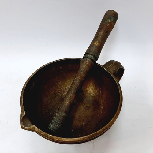 Antique bronze mortar and pestle used, late 19th century, pharmaceutical type