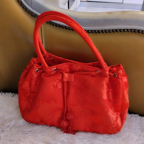 Satin bag new bright red