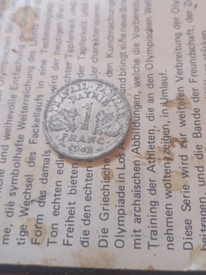 France 1942 1 Franc coin used