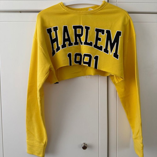 Long-sleeve crop top Harlem 1991 yellow like new from H&M