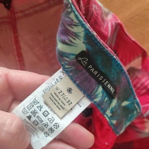 Maison Scotch tropical cotton denim pants size S like new, pink multicolor