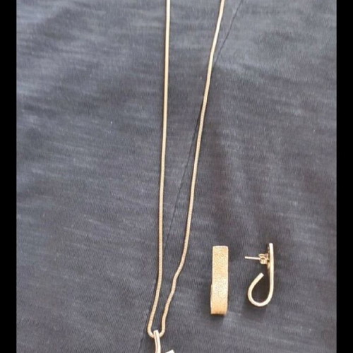 Silver necklace set with cross and earrings like new